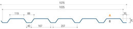 Trapezoidal sheet 07 cross-section Steel profile sheet cladding wall 07 - cross-section