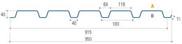 Trapezoidal sheet 08 cross-section Steel profile sheet cladding wall 08 - cross-section