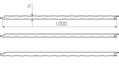 Sandwich panels with secret fixing joints - cross-section Sandwich panels with secret fixing joints - cross-section