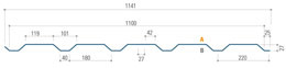 Trapezoidal sheet Wall 05 - cross-section Steel profile sheet cladding wall 05 - cross-section
