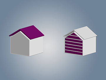 Graphic of houses with highlighted panels wall or roof